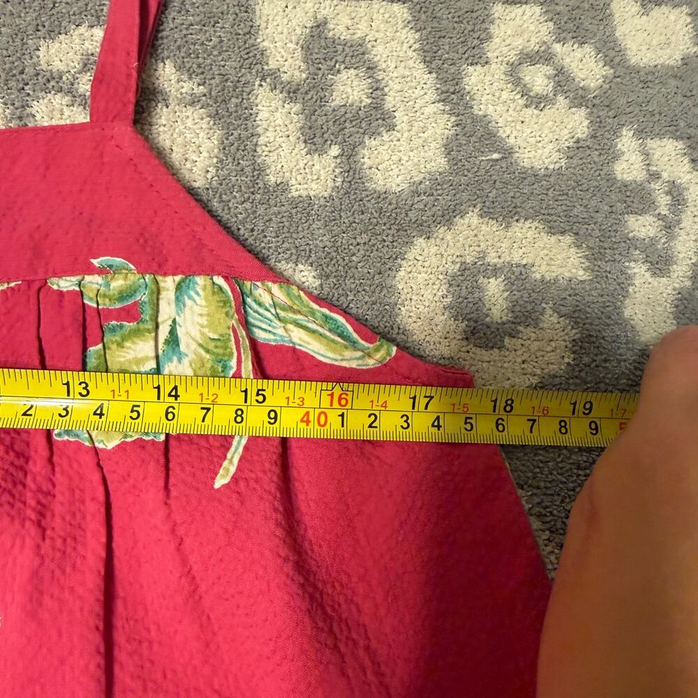 Faherty Marina Seersucker Pink/Red Tropical Floral Square Neck Preppy Summer Top - Picture 9 of 12